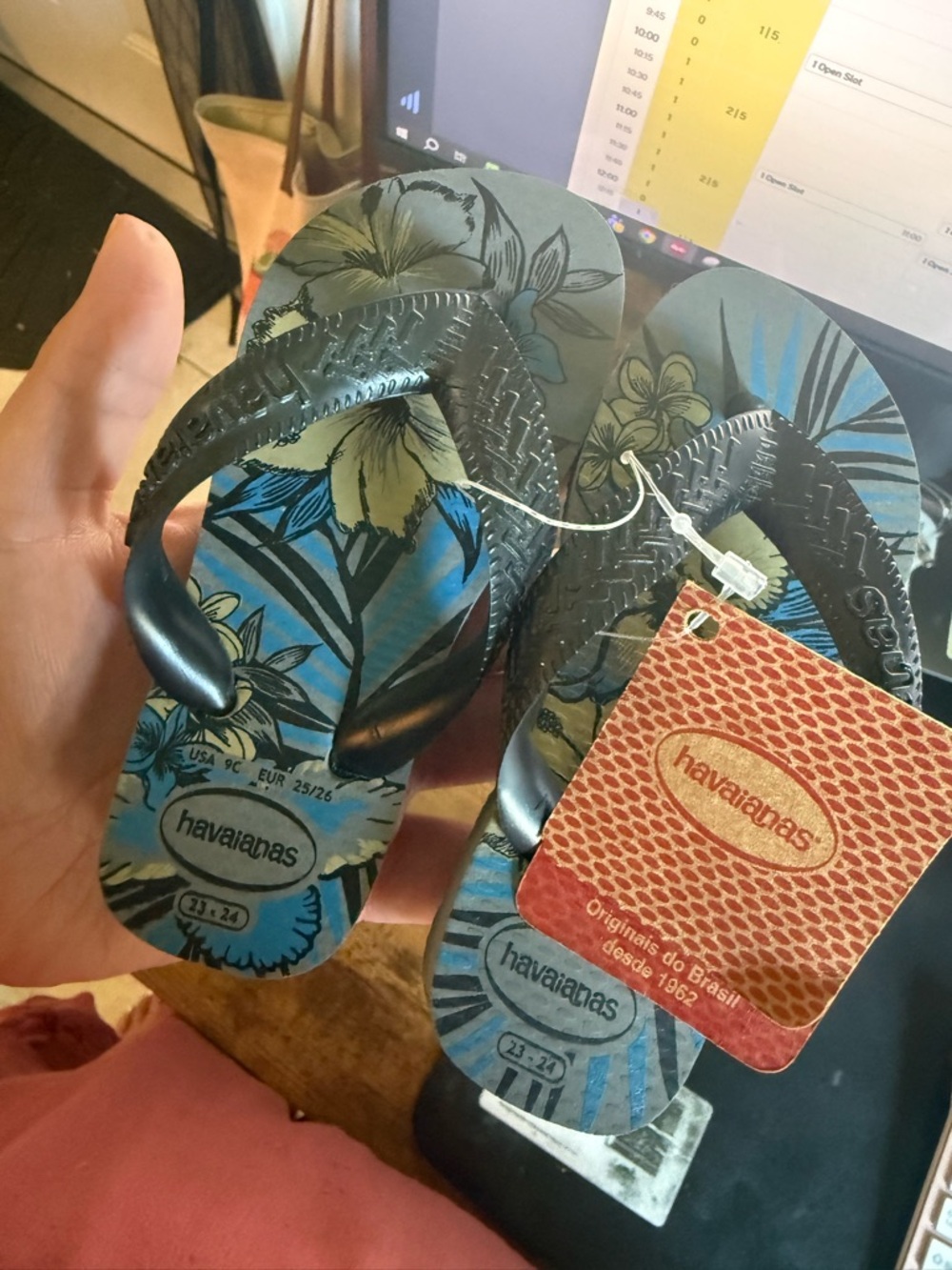 Havaianas Blue Green Floral Flip Flops